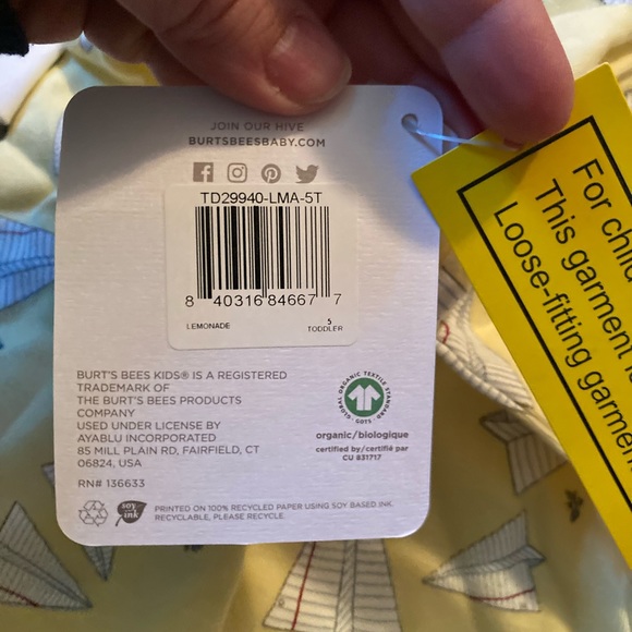 Burts Bees PJs 5T NWT - Picture 6 of 11